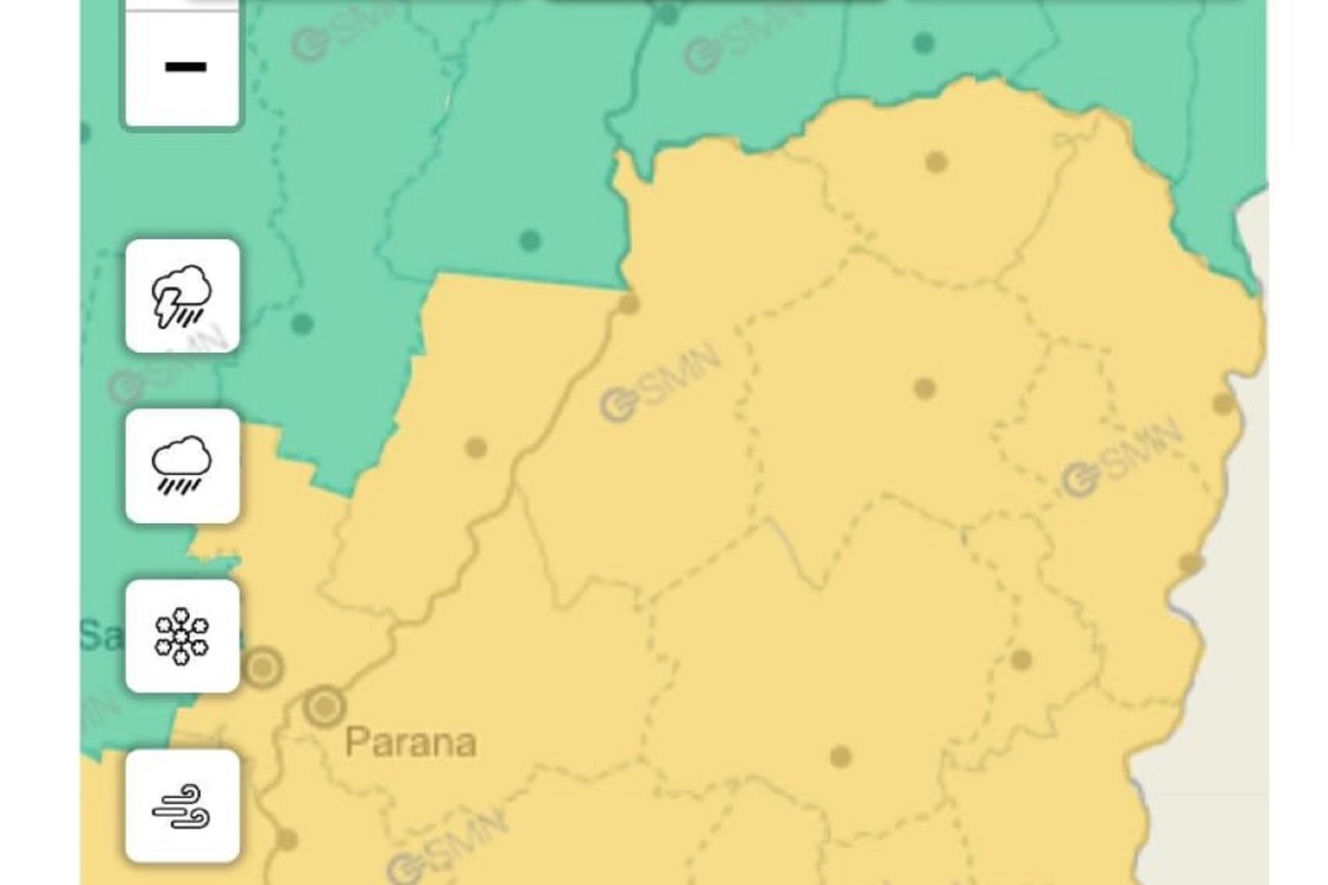 Alcanza a todo Entre Ríos la alerta amarilla emitida para este lunes