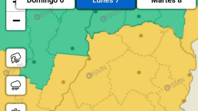 Alerta por tormentas de variada intensidad tiñe de amarillo a todo Entre Ríos