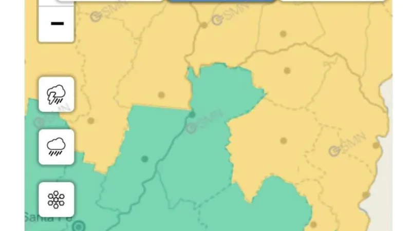 Rige una alerta amarilla para este miércoles en algunos departamentos