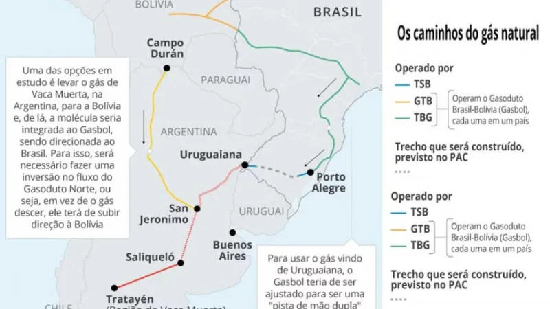 Hay 5 rutas en estudio para llevar el gas que Brasil comprará a Vaca Muerta. Un trazado pasa por el norte de Entre Ríos