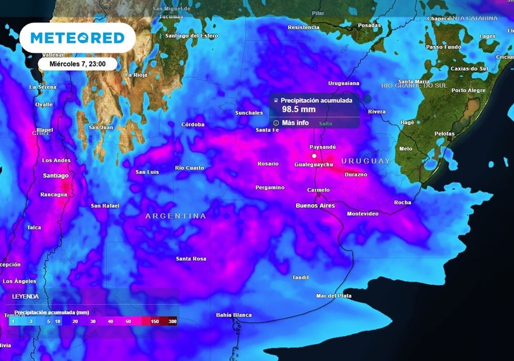 Alerta por tormentas fuertes a severas en la región Pampeana, Central, Litoral y parte del NEA, con acumulados que pueden superar los 80 mm de manera puntual.