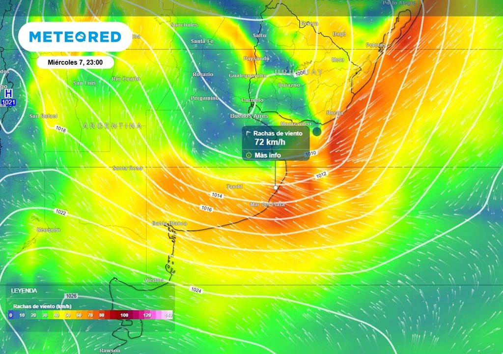 Alerta por ráfagas de viento en Buenos Aires, con ráfagas del este por la noche del miércoles 7.